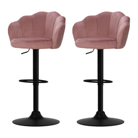 Artiss 2x Bar Stools Gas Lift Velvet Pink