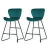 Artiss Set of 2 Bar Stools Kitchen Stool Velvet Dining Chairs Peacock Blue Barstool Chair