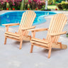 Gardeon Adirondack Outdoor Chairs Wooden Beach Chair Patio Furniture Garden Natural Set of 2