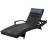 Gardeon Sun Lounge Wicker Lounger Outdoor Furniture Beach Chair Armrest Adjustable Black