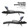 Gardeon 2x Sun Lounge Wicker Lounger Outdoor Furniture Beach Chair Armrest Adjustable Black