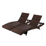 Gardeon 2PC Sun Lounge Wicker Lounger Outdoor Furniture Beach Chair Garden Adjustable Brown