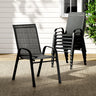 Gardeon 6PC Outdoor Dining Chairs Stackable Lounge Chair Patio Furniture Black