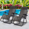 Gardeon 2PC Zero Gravity Chair Folding Outdoor Recliner Adjustable Sun Lounge Camping Grey