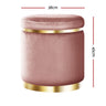 Artiss Ottoman Foot Stool Round Velvet Pink