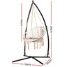 Gardeon Hammock Chair with Steel Stand Macrame Outdoor Swinging Cream