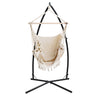 Gardeon Hammock Chair with Steel Stand Hanging Outdoor Tassel Cream
