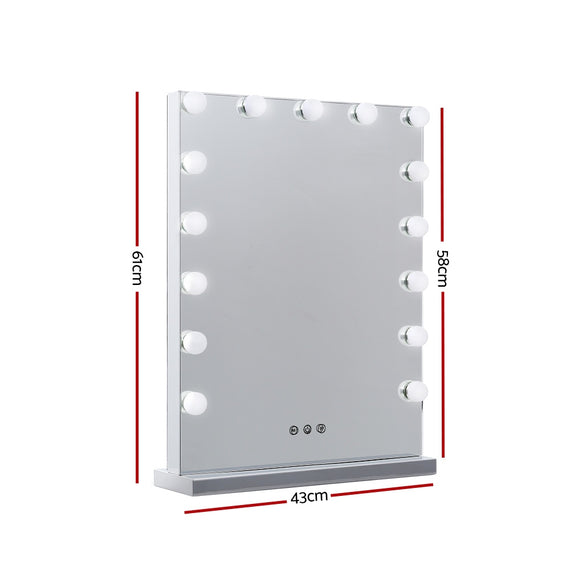 Embellir Makeup Mirror 43X61cm Hollywood with Light Vanity Dimmable Wall 15 LED
