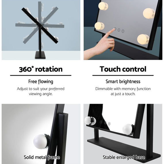 Embellir Makeup Mirror Hollywood with Light Round 360� Rotation Tabletop 12 LED