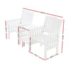 Gardeon Outdoor Garden Bench Loveseat Wooden Table Chairs Patio Furniture White
