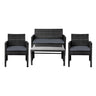 Gardeon 4 PCS Outdoor Lounge Setting Wicker Sofa Set Garden Furniture Black