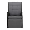 Gardeon 2PC Recliner Chairs Sun lounge Wicker Lounger Outdoor Furniture Adjustable Black