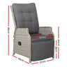 Gardeon 2PC Recliner Chairs Sun lounge Wicker Lounger Outdoor Furniture Adjustable Grey