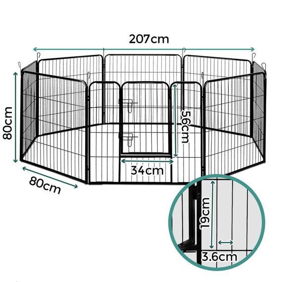 i.Pet 32" 8 Panel Dog Playpen Pet Exercise Cage Enclosure Fence Play Pen