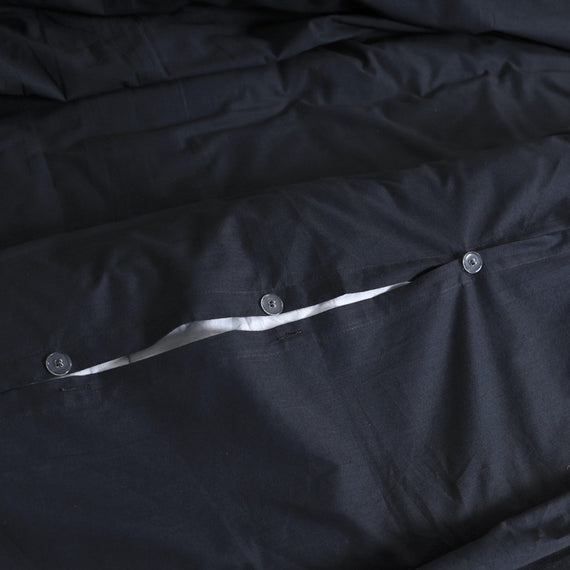 Elan Linen 100% Egyptian Cotton Vintage Washed 500TC Charcoal Queen Quilt Cover Set