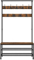 Coat Rack Stand with 9 Hooks and Shoe Rack with Industrial Style Sturdy Steel Frame