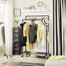 SONGMICS Industrial Pipe Clothes Rack on Wheels with Hanging Rack Organizer Black HSR60B