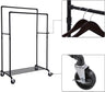 SONGMICS Industrial Pipe Clothes Rack on Wheels with Hanging Rack Organizer Black HSR60B