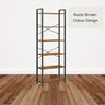 VASAGLE 6-Tier Bookcase Storage Shelf Steel Frame for Living Room Study Office Hallway Industrial Design Vintage Brown Black LLS062B01