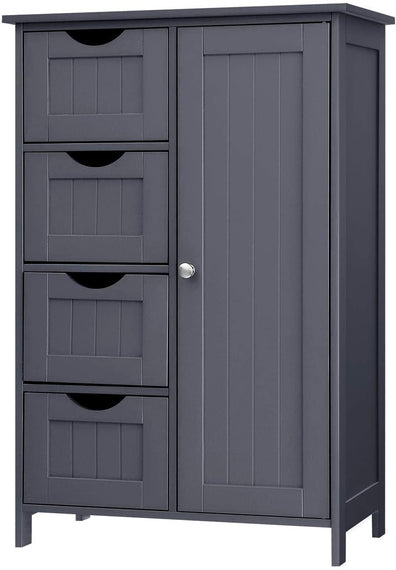 VASAGLE Floor Cabinet with 4 Drawers and Adjustable Shelf Gray LHC41GY