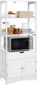 VASAGLE Floor Cabinet with Drawer 3 Open Shelves and Double Doors White BBC67WT