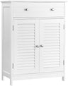 VASAGLE Floor Cabinet with Drawer and 2 Slat Doors White BBC51WT