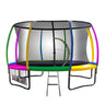 Kahuna 12ft Trampoline Free Ladder Spring Mat Net Safety Pad Cover Round Enclosure - Rainbow