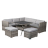 8PC Outdoor Dining Set Wicker Table & Chairs-Grey