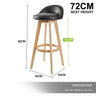 4X Wooden Bar Stool Dining Chair Leather LEILA 72cm BLACK