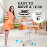 Trolley Cart Storage Utility Rack Shelf Organiser Swivel Kitchen 2 Tier WHITE