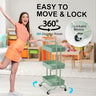 Trolley Cart Storage Utility Rack Shelf Organiser Swivel Kitchen 3 Tier GREEN