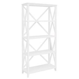 Daisy Bookshelf Bookcase 4 Tier Solid Acacia Wood Hampton Furniture - White