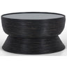 Clover Rattan Round Coffee Table 80cm with Glass Top - Distressed Black
