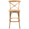 Aster 2pc Crossback Bar Stools Dining Chair Solid Birch Timber Rattan Seat - Oak