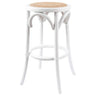 Aster Round Bar Stools Dining Stool Chair Solid Birch Timber Rattan Seat White