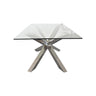 Dining Table in Crisscross Shaped High Glossy Stainless Steel Base with 12mm Tempered Glass Top