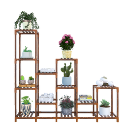 Indoor Outdoor Garden Plant Stand Planter Flower Pot Shelf Wooden Shelving - 12 Shelves