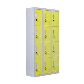 12-Door Locker for Office Gym Shed School Home Storage - Standard Lock with 2 Keys