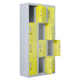 12-Door Locker for Office Gym Shed School Home Storage - Padlock-operated