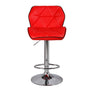 2X Red Bar Stools Faux Leather Mid High Back Adjustable Crome Base Gas Lift Swivel Chairs