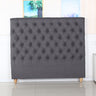 Bed Head Double Size French Provincial Headboard Upholsterd Fabric Charcoal