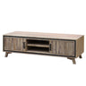 TV Cabinet with 2 Storage Drawers Cabinet Solid Acacia Wooden Entertainment Unit in Sliver Bruch Colour