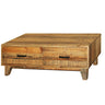 Coffee Table Wooden Frame 2 Drawers Storage in Light Brown Colour