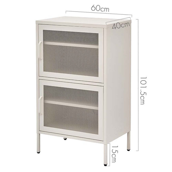 ArtissIn Buffet Sideboard Mesh Door Cabinet - DOUBLE White