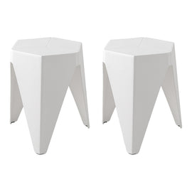 ArtissIn 2x Bar Stools Puzzle Plastic Foot Stool White