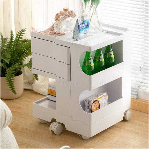 ArtissIn Bedside Table Side Tables Nightstand Organizer Replica Boby Trolley 3Tier White
