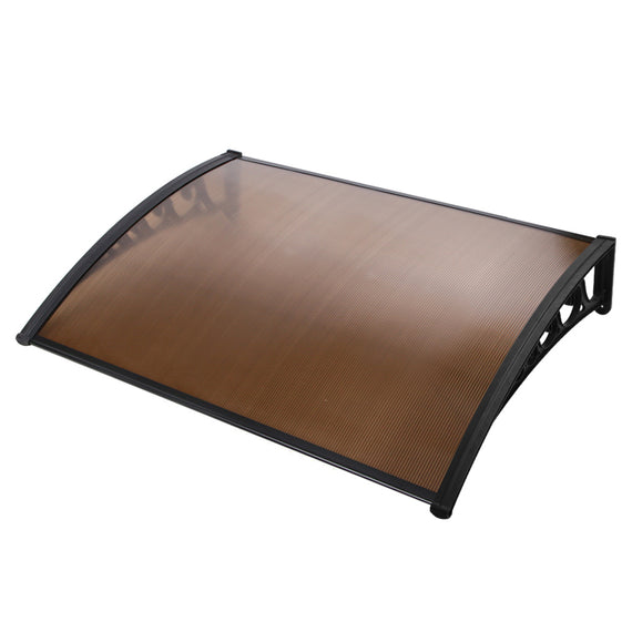 Instahut Window Door Awning 1mx1.5m Brown Hollow Sheet Plastic Frame