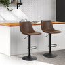 Artiss 2x Bar Stools Vintage Leather Swivel Gas Lift Brown