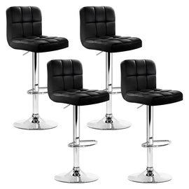 Artiss 4x Bar Stools Leather Gas Lift Black