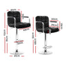 Artiss 2x Bar Stools Leather Gas Lift w/Armrest Black